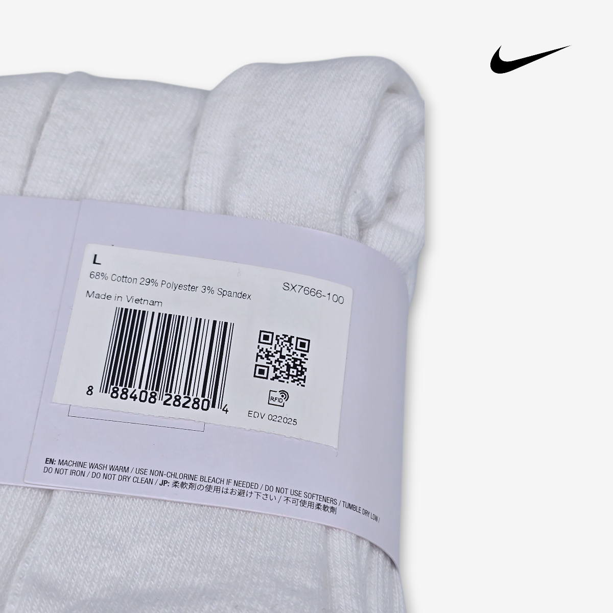 Calcetas Altas Nike Everyday Cushioned Blancas de entrenamiento 6 pares Hombre Talla L 26 al 30