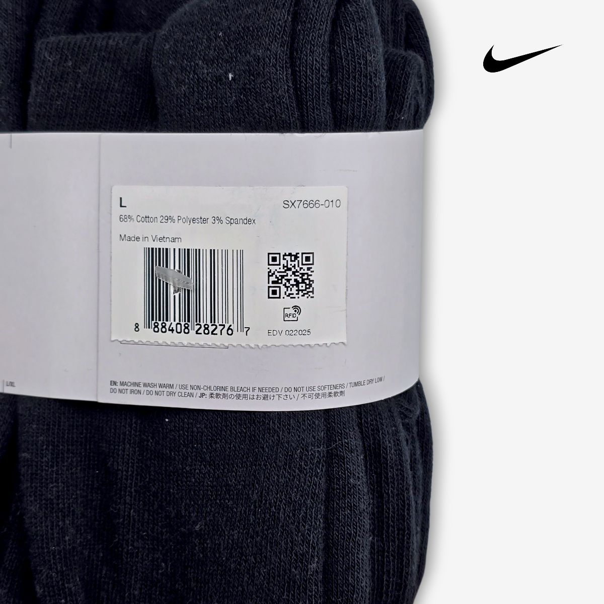 Calcetas Altas Nike Everyday Cushioned Negras de entrenamiento 6 pares Hombre Talla L 25 al 30