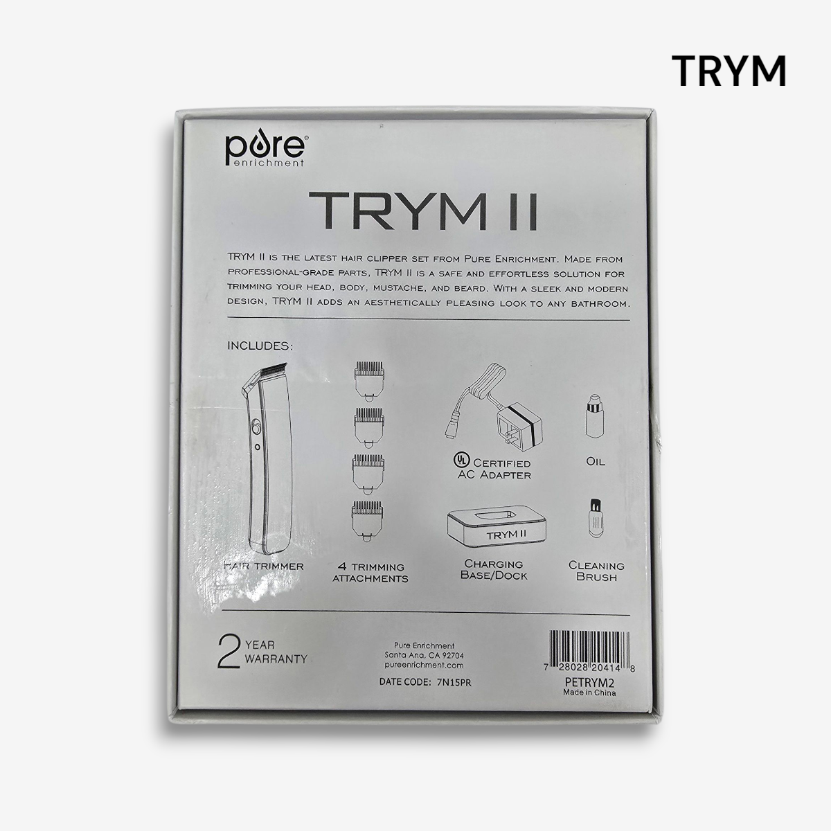 Rasuradura Recargable para cabello TRYM II Negro Accesorios Unica Hombre