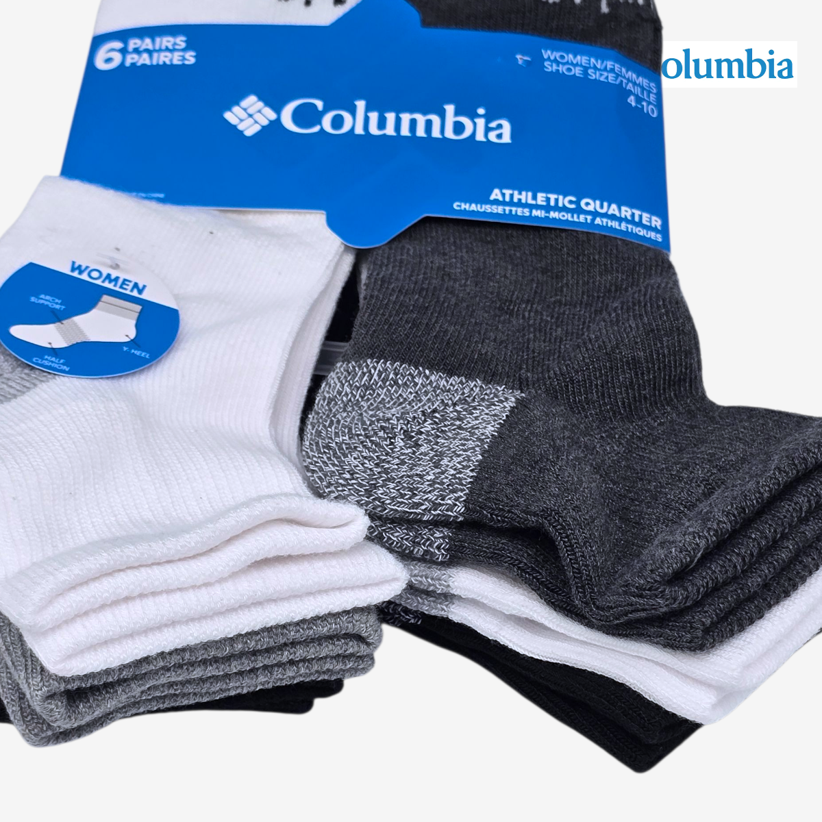 Calcetas Tines COLUMBIA Blancas y Variado 6 pares Mujer Talla 21 al 27